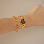 Vintage Nivada Lid Midnight Rectangular Gold Watch