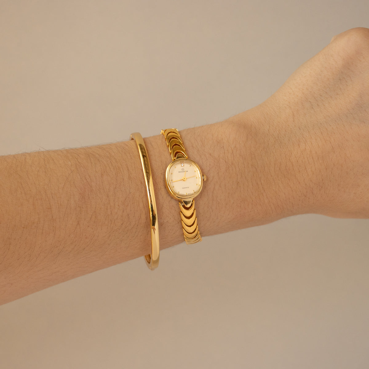 Vintage Rodania Chevron Link Gold Watch