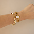 Vintage Courreges Round Clover Link Gold Watch