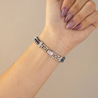 Vintage Liebe Midnight Oval Beaded Silver Watch