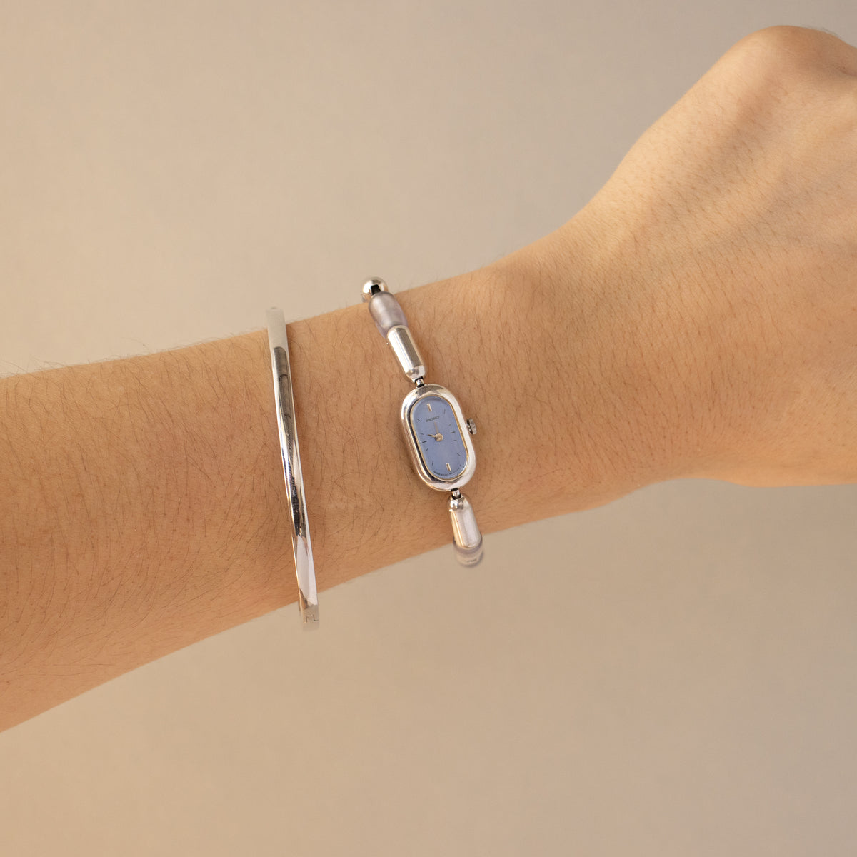 Vintage Seiko Periwinkle Oval Silver Watch
