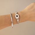 Vintage Andre Mouche Swiss Burgundy Floral Locket Silver Watch