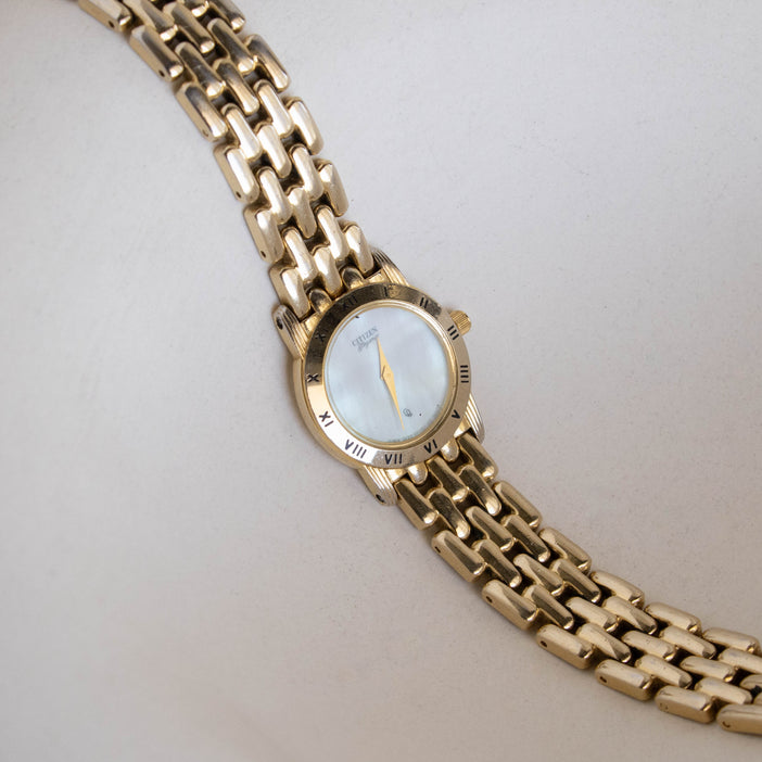 Vintage Citizen Pearl Gold Tone Watch