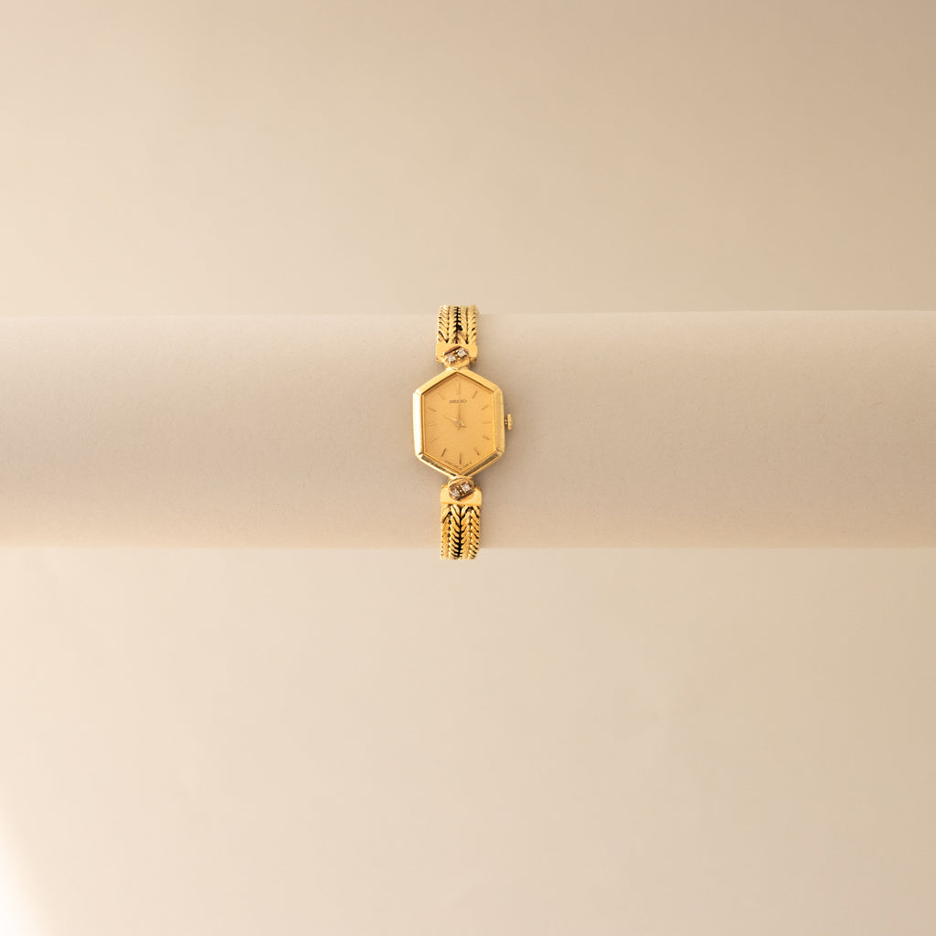 Vintage Seiko Hexagon Woven Gold Watch