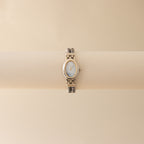 Vintage Liebe Midnight Oval Beaded Silver Watch