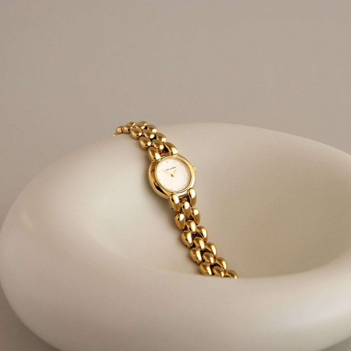 Vintage Mila Schön Beaded Round Gold Watch