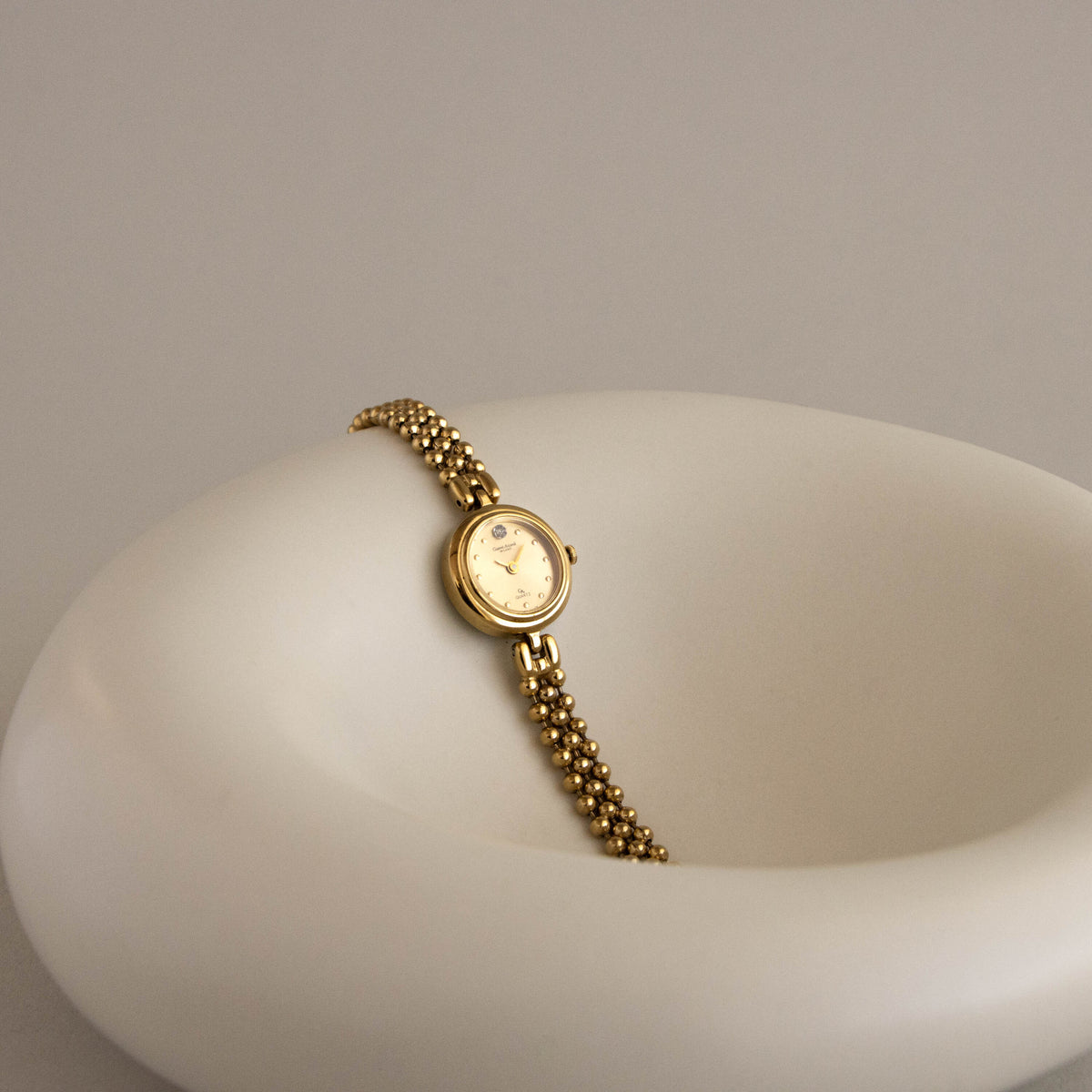 Vintage Gianni Accardi Swiss Round Beaded Gold Watch