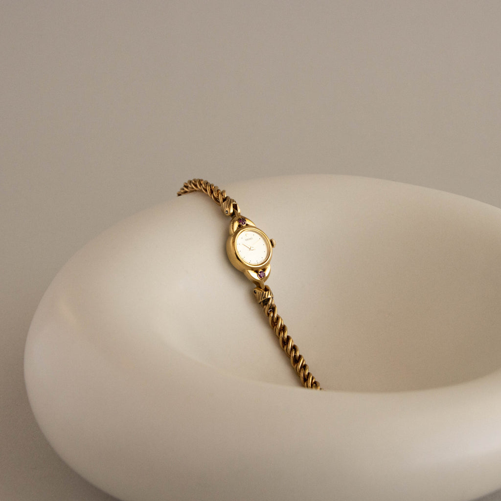 Vintage Seiko Ruby Rope Chainlink Gold Watch