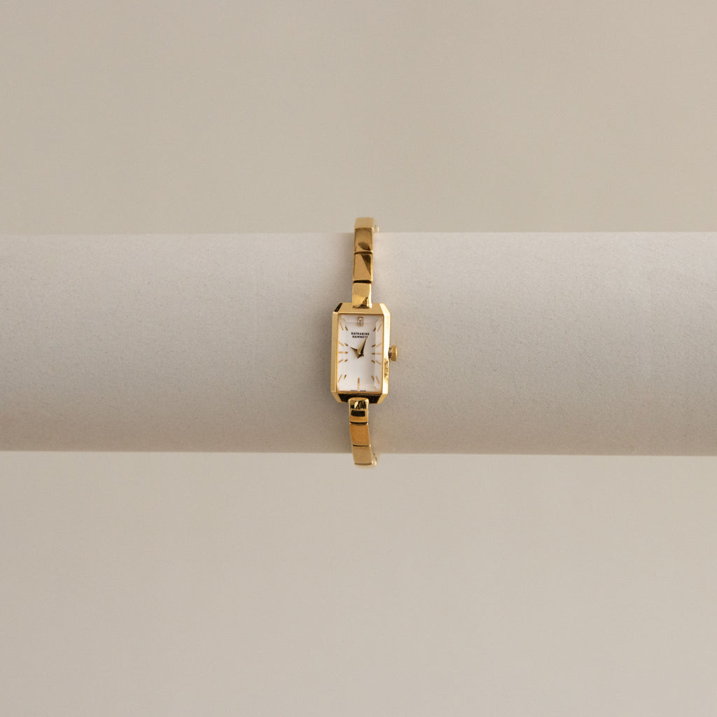 Vintage Katharine Hamnett Slim Rectangular Gold Watch