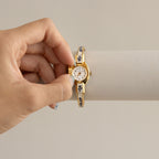 Vintage Andre Mouche Swiss Ivory Floral Locket Gold Watch