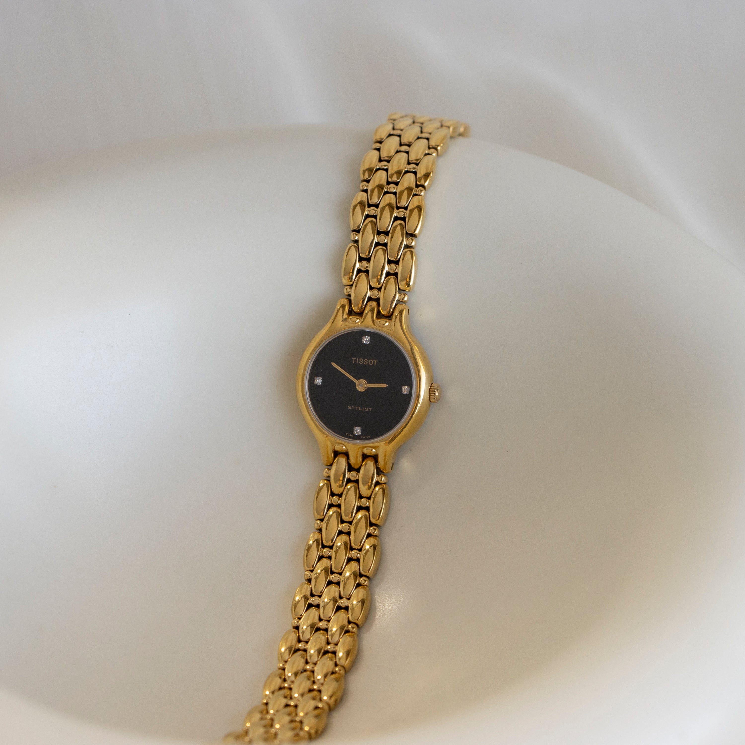 Vintage Tissot Swiss Black & Gold Watch