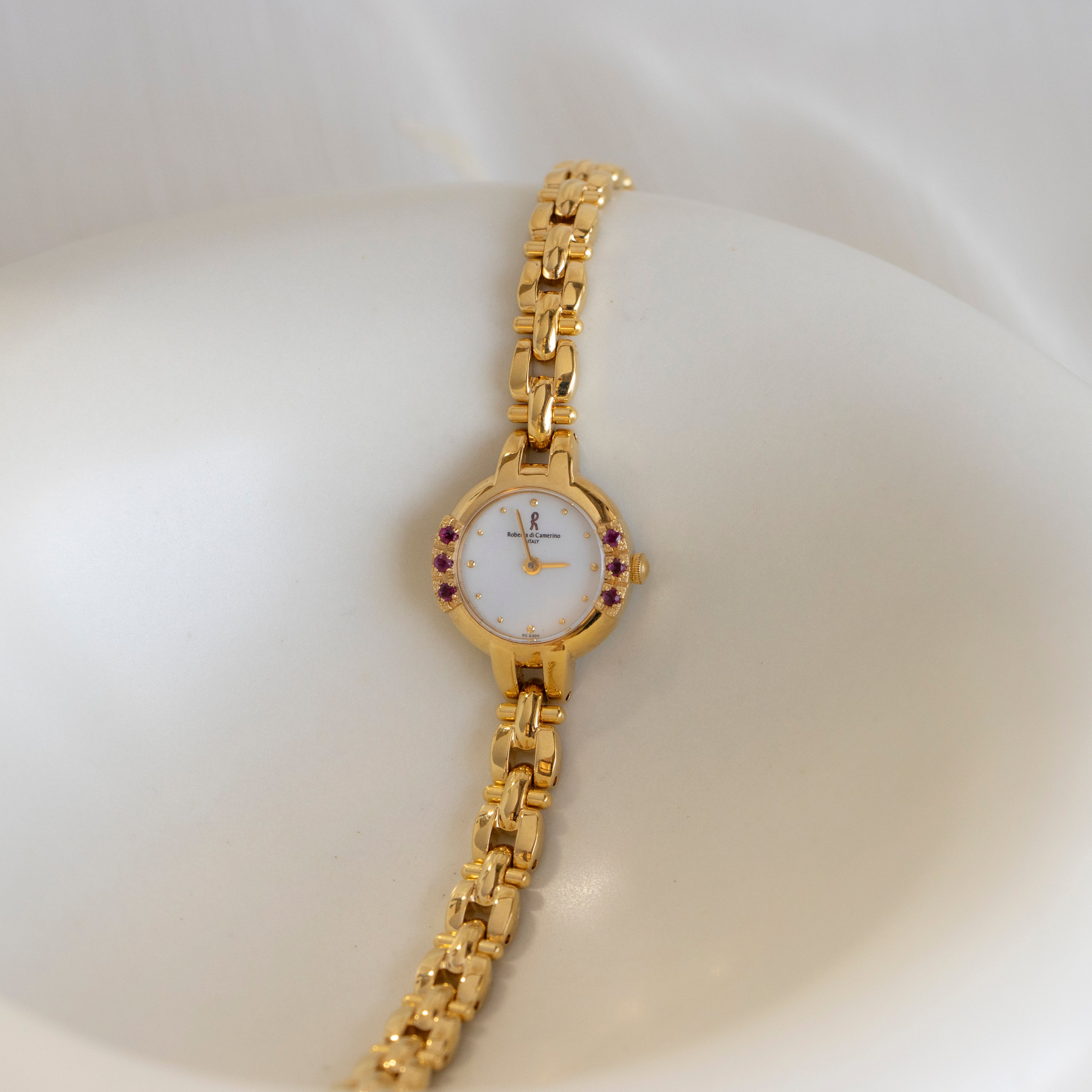 Vintage Roberta Di Camerino Ruby Gold Watch