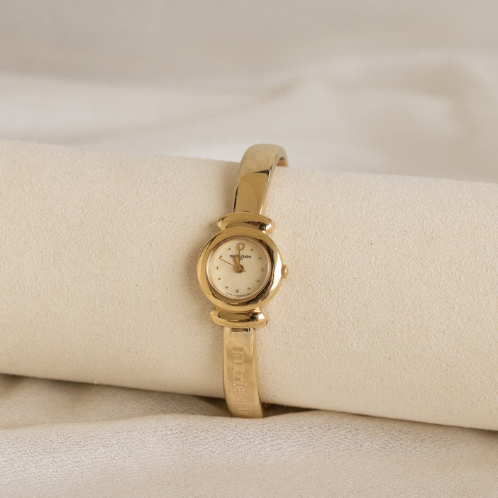 Vintage Marie Claire Round Cuff Gold Watch