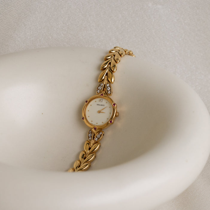 Vintage Nina Ricci Swiss Gemstone Gold Watch