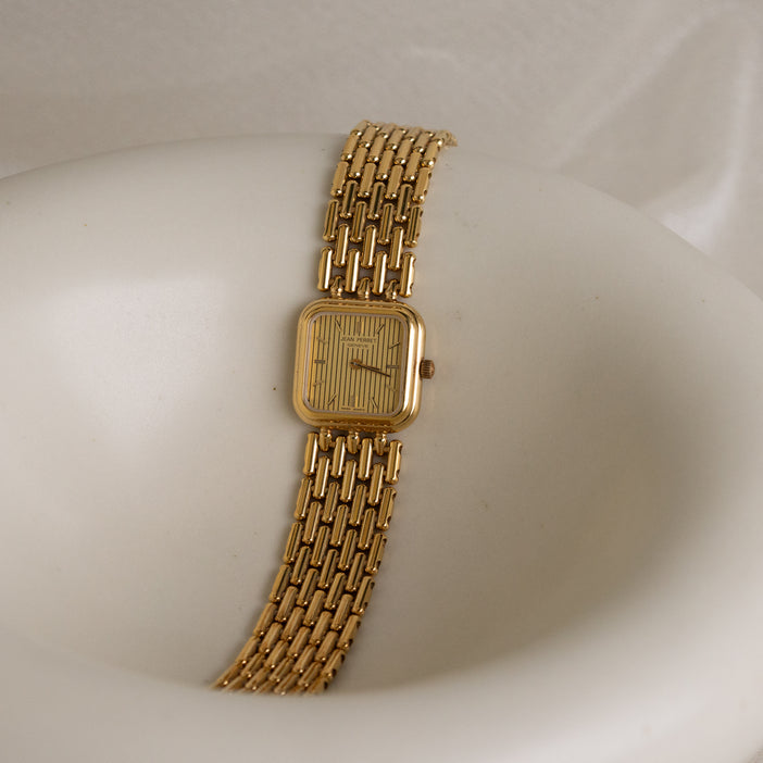 Vintage Jean Perret Square Gold Watch