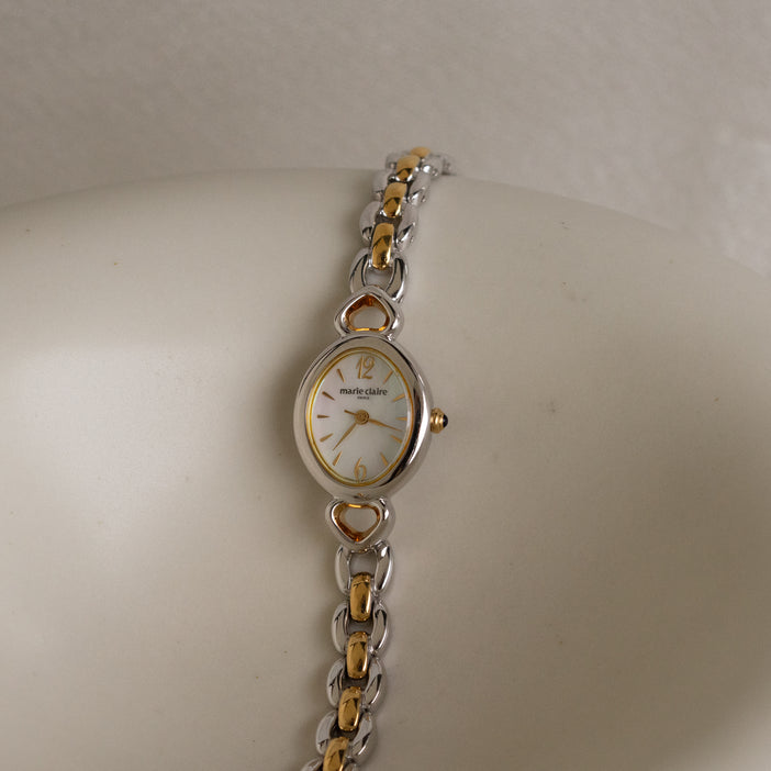 Vintage Marie Claire Pearl Two Tone Watch