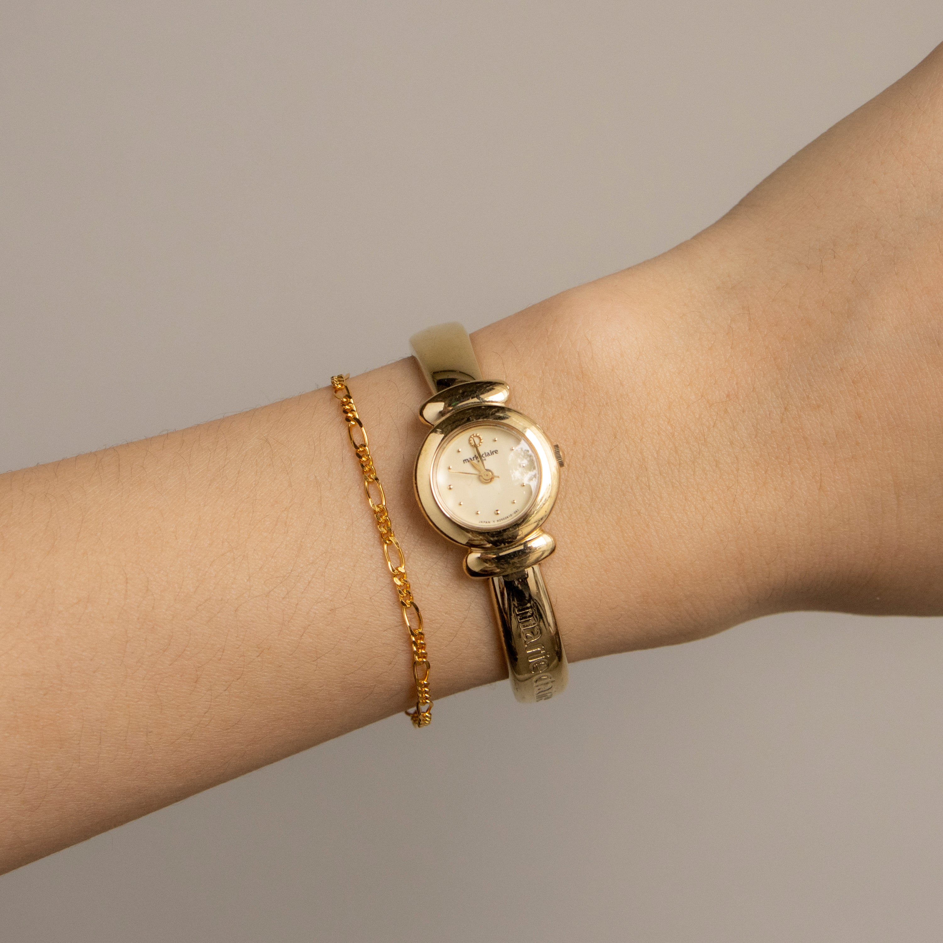 Vintage Marie Claire Round Cuff Gold Watch