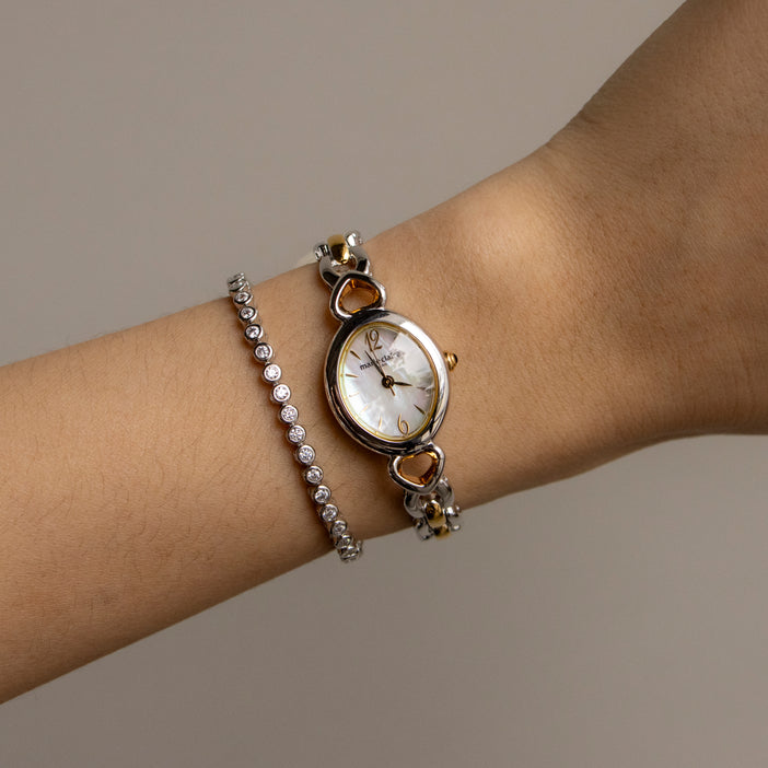 Vintage Marie Claire Pearl Two Tone Watch