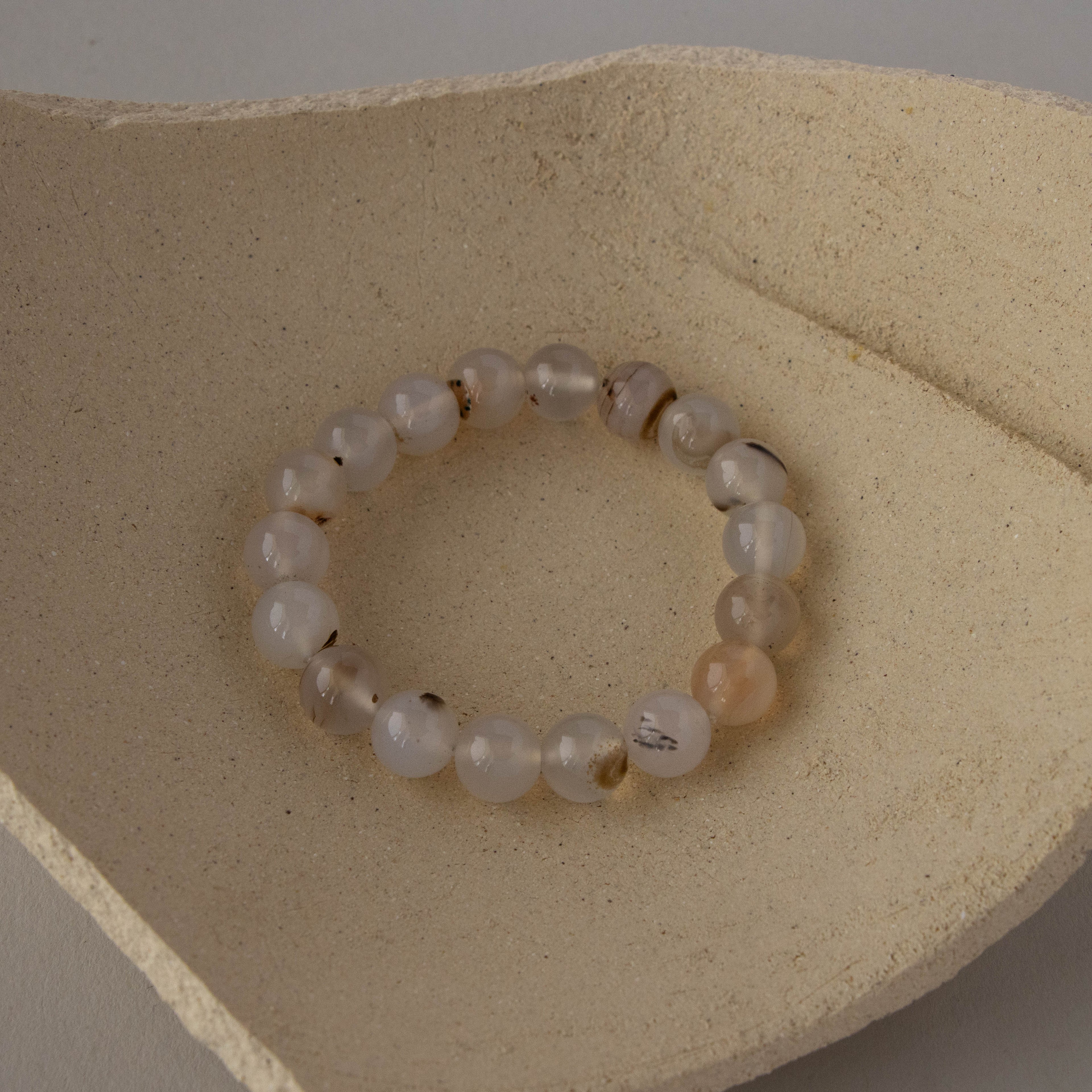 White Agate Bead Bracelet