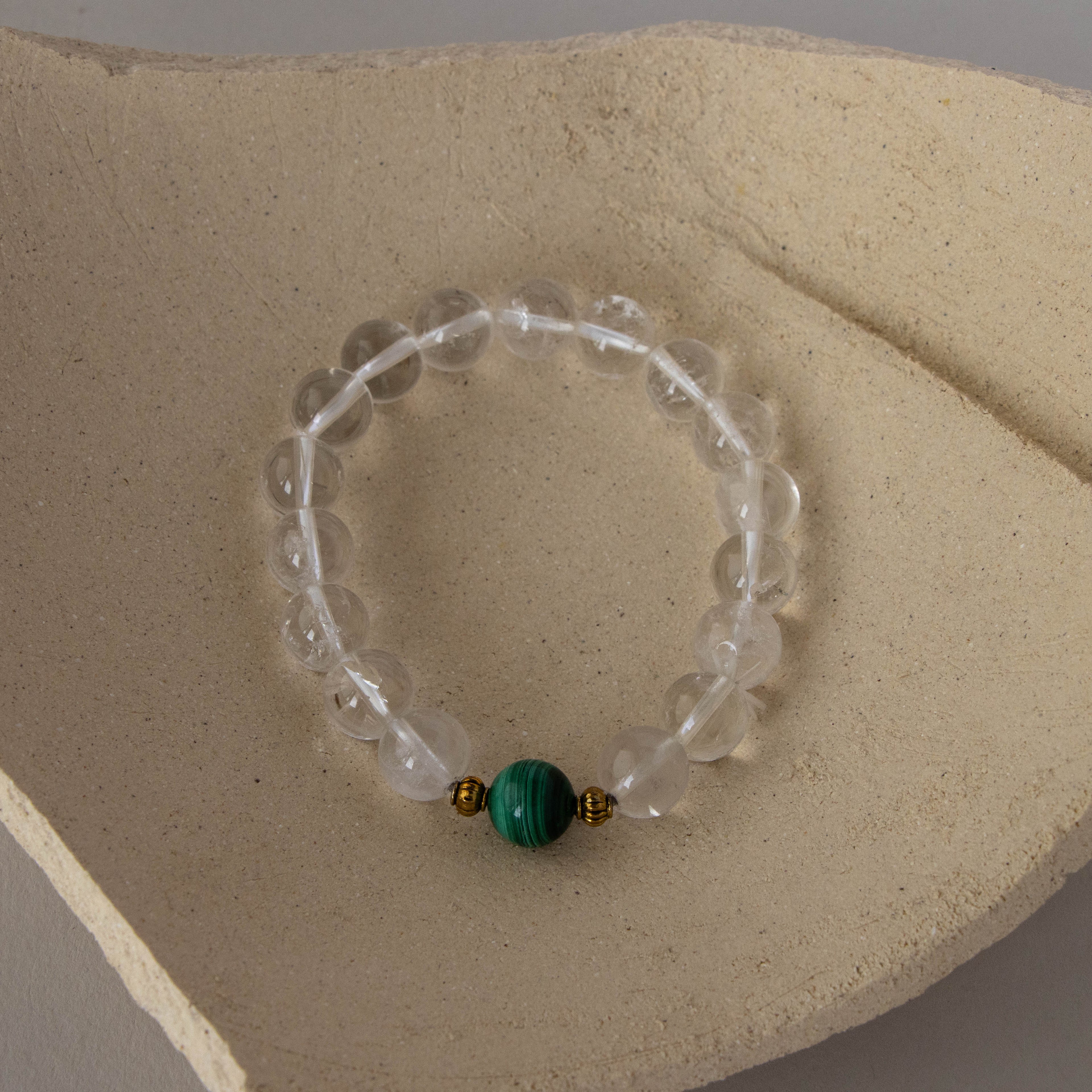 Malachite Crystal Bead Bracelet