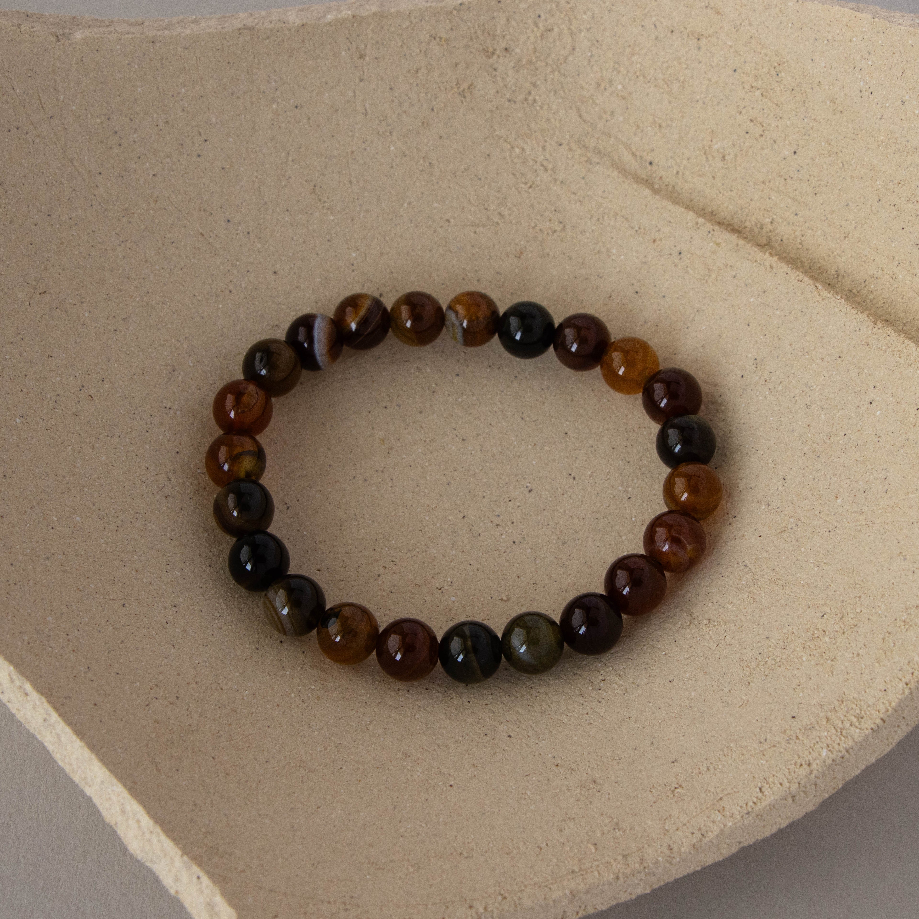 Brown Agate Bead Bracelet