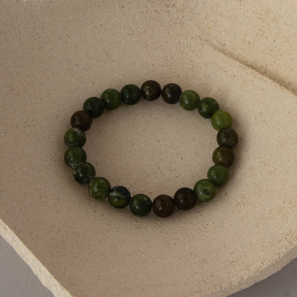 Moss Agate Bead Bracelet