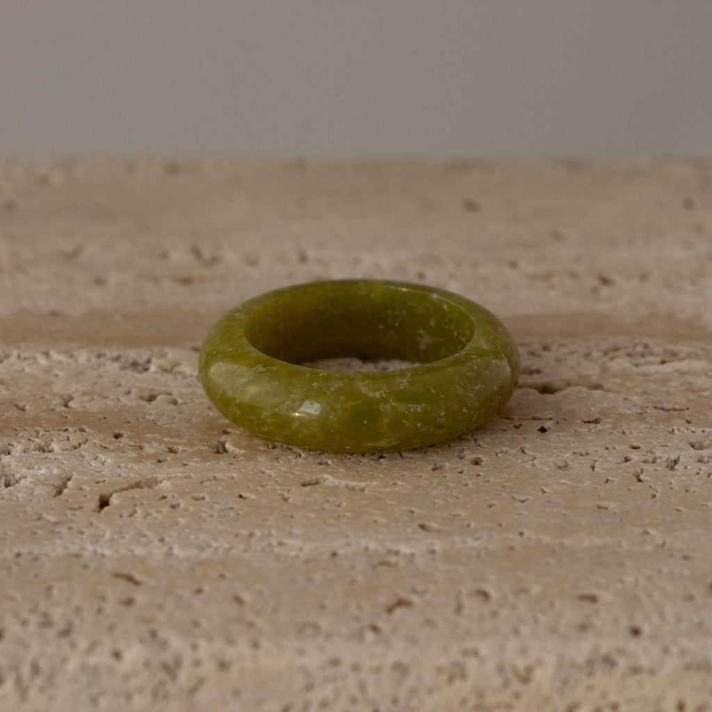 Olive Jade Halo Ring