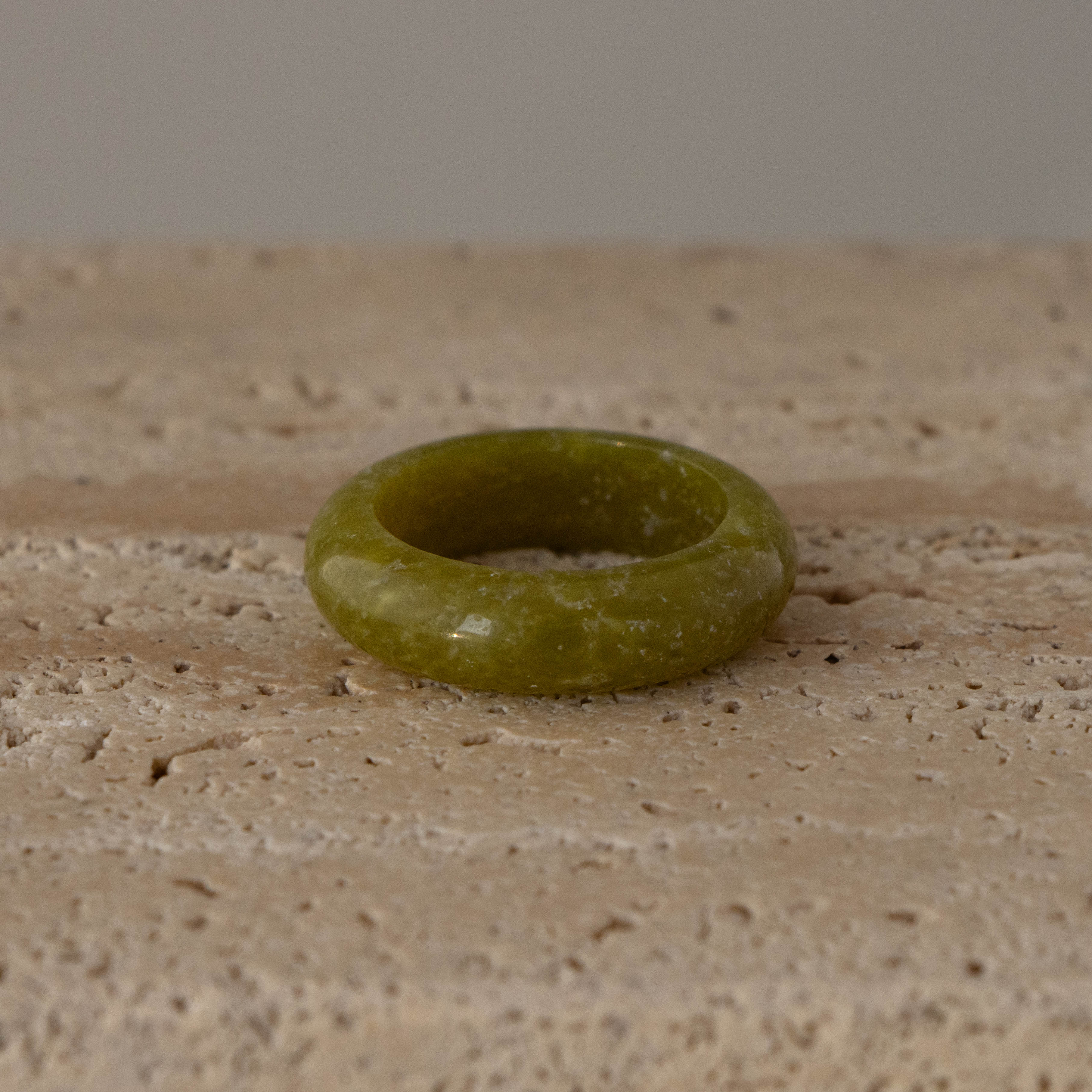 Olive Jade Halo Ring