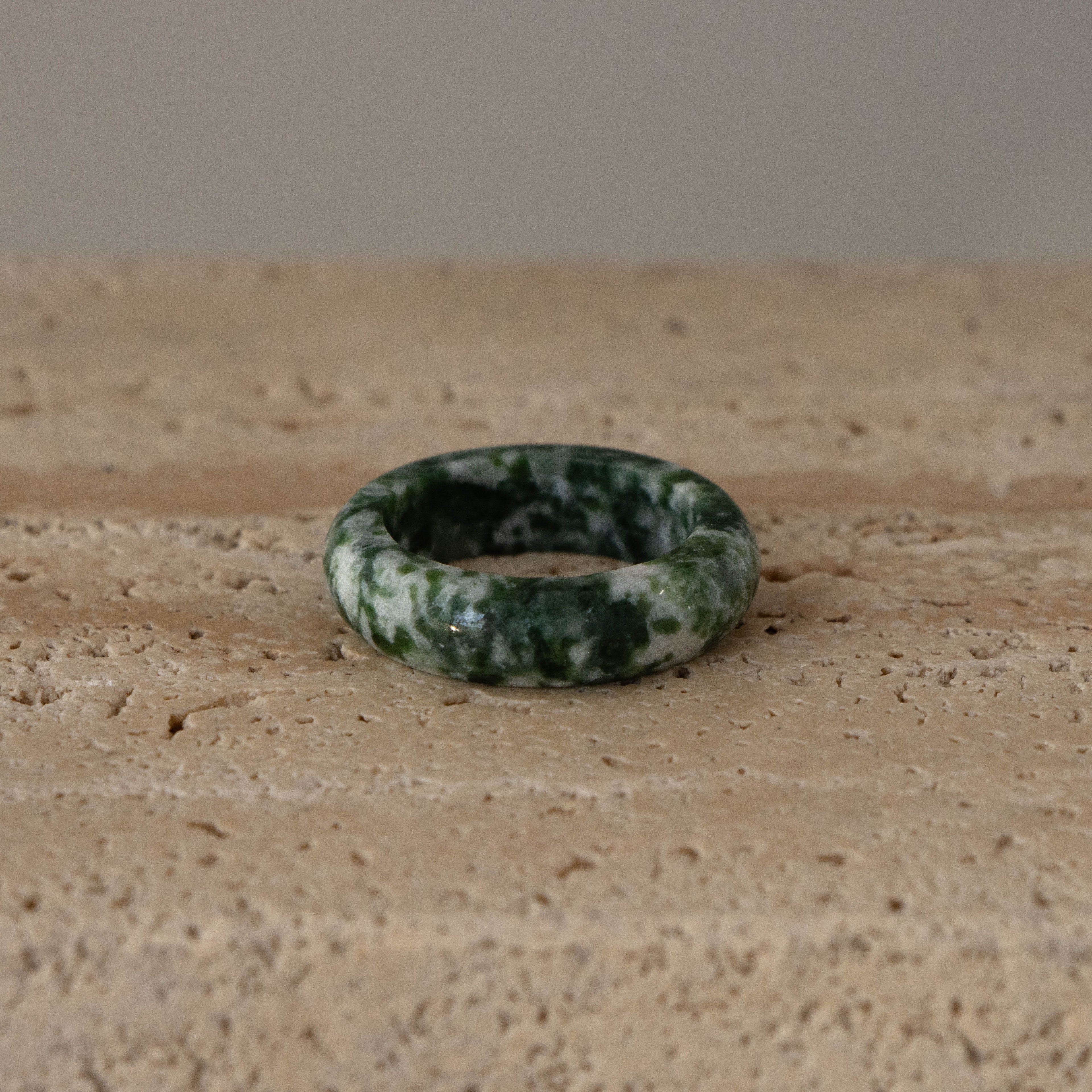Moss Agate Halo Ring