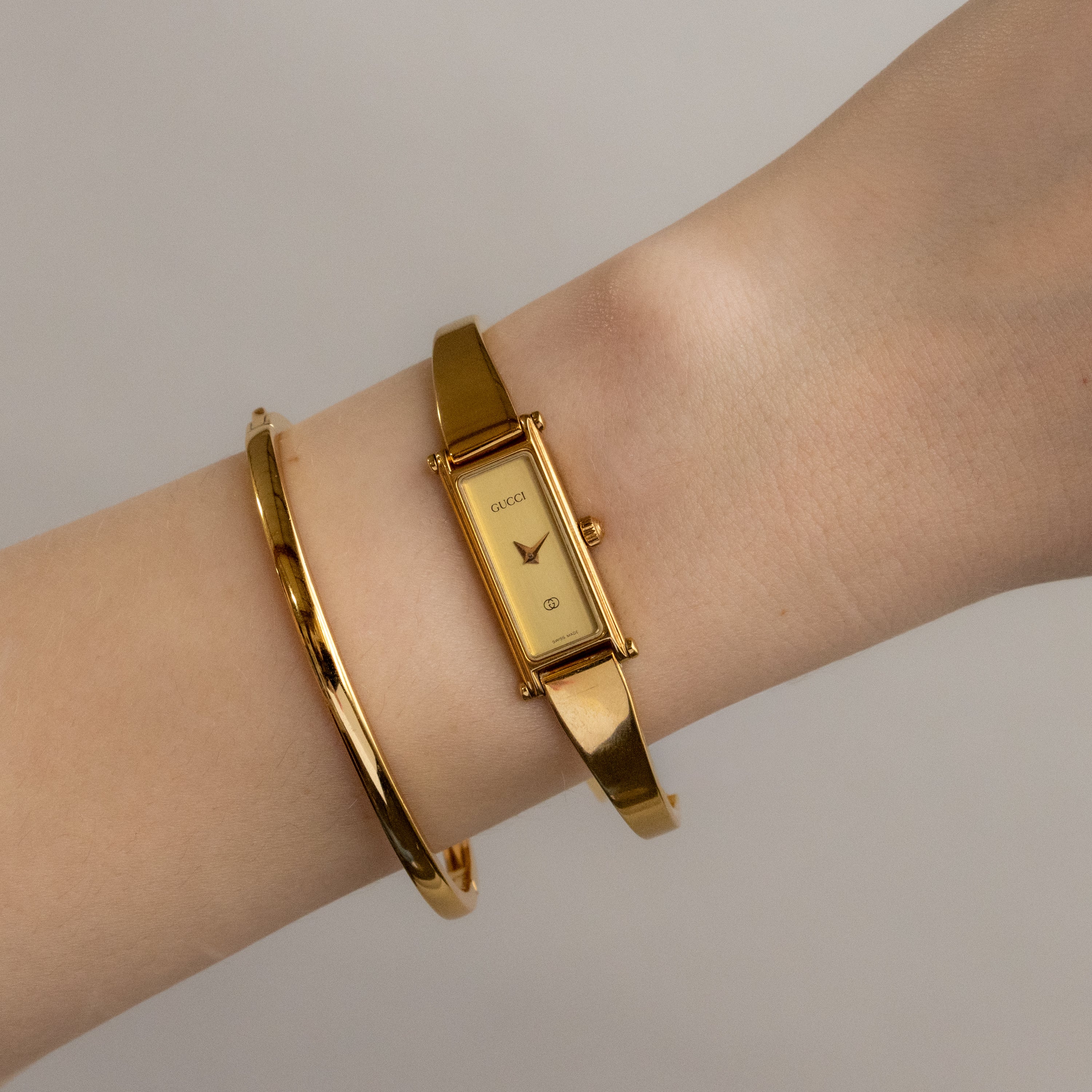 Vintage Gucci Swiss Cuff Gold Watch