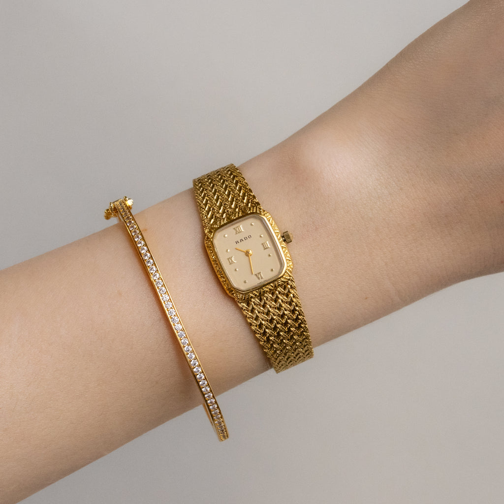 Vintage Rado Swiss Square Mesh Gold Watch