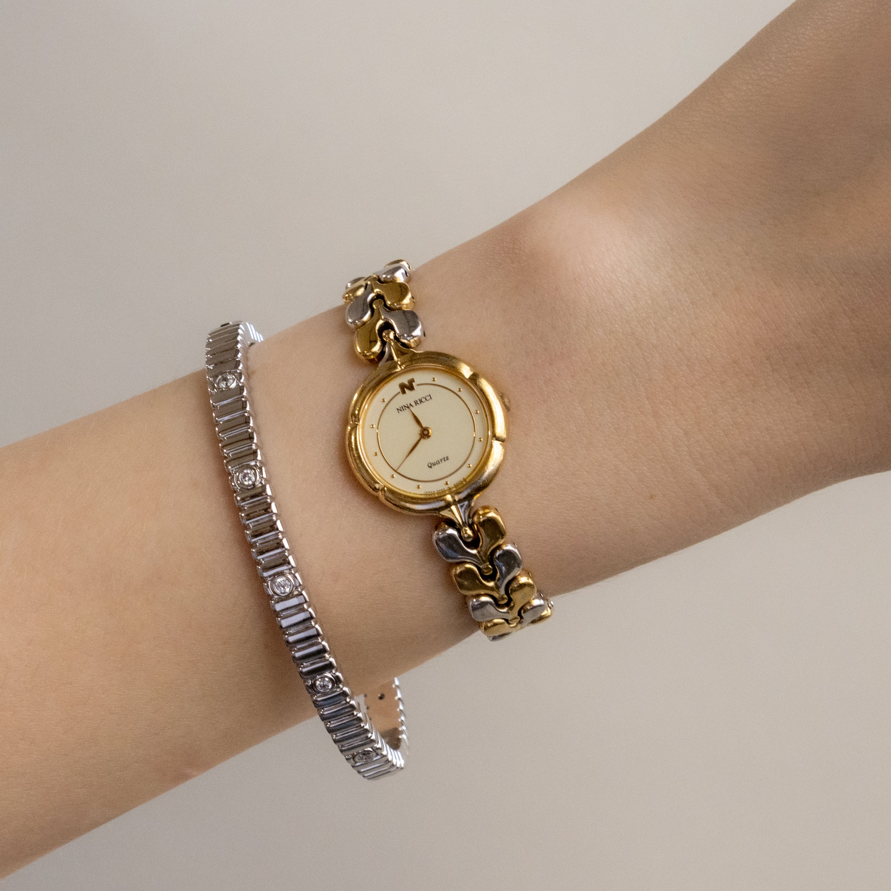 Vintage Nina Ricci Round Two Tone Watch