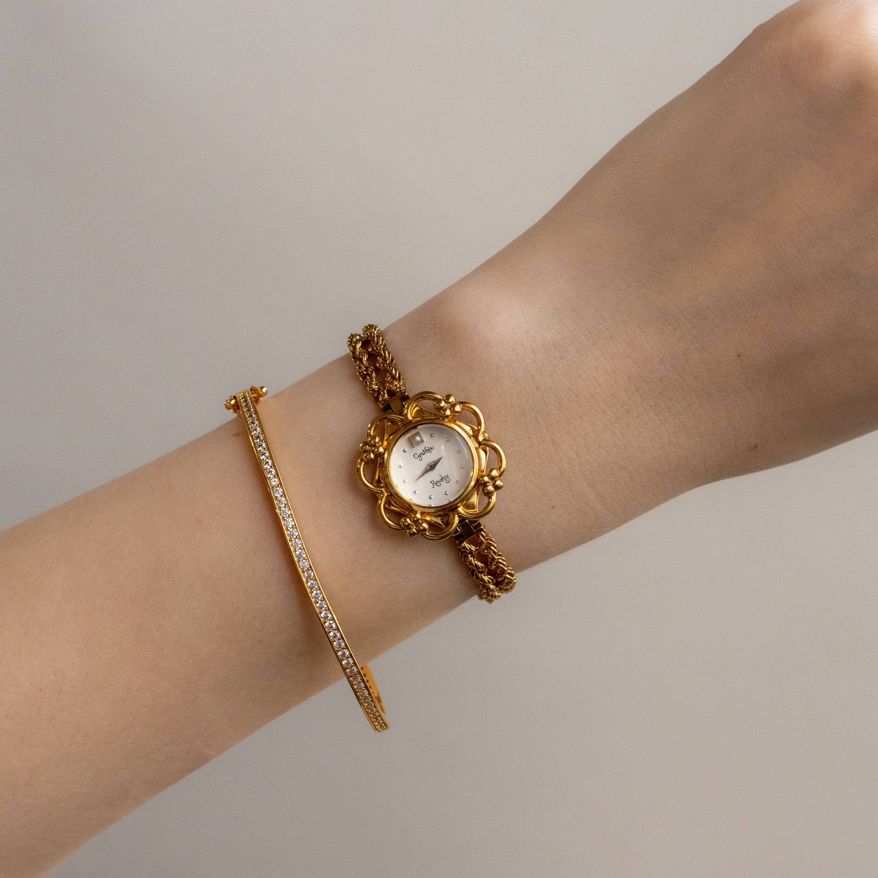 Vintage Cynthia Rowley Floral Gold Watch