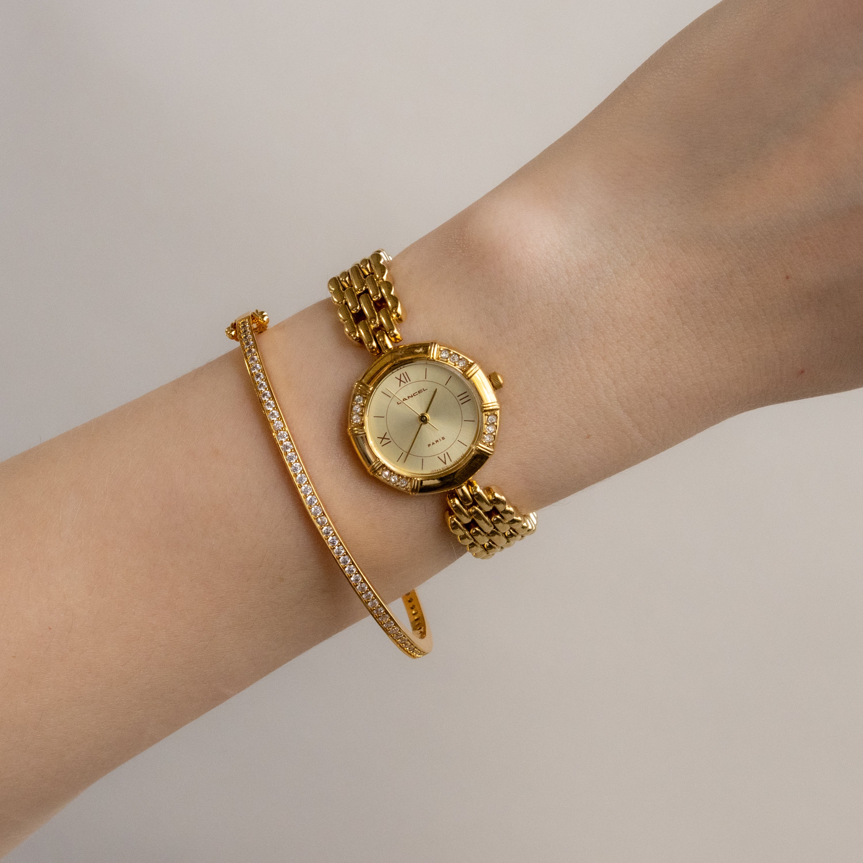 Vintage Lancel Pavé Gold Watch