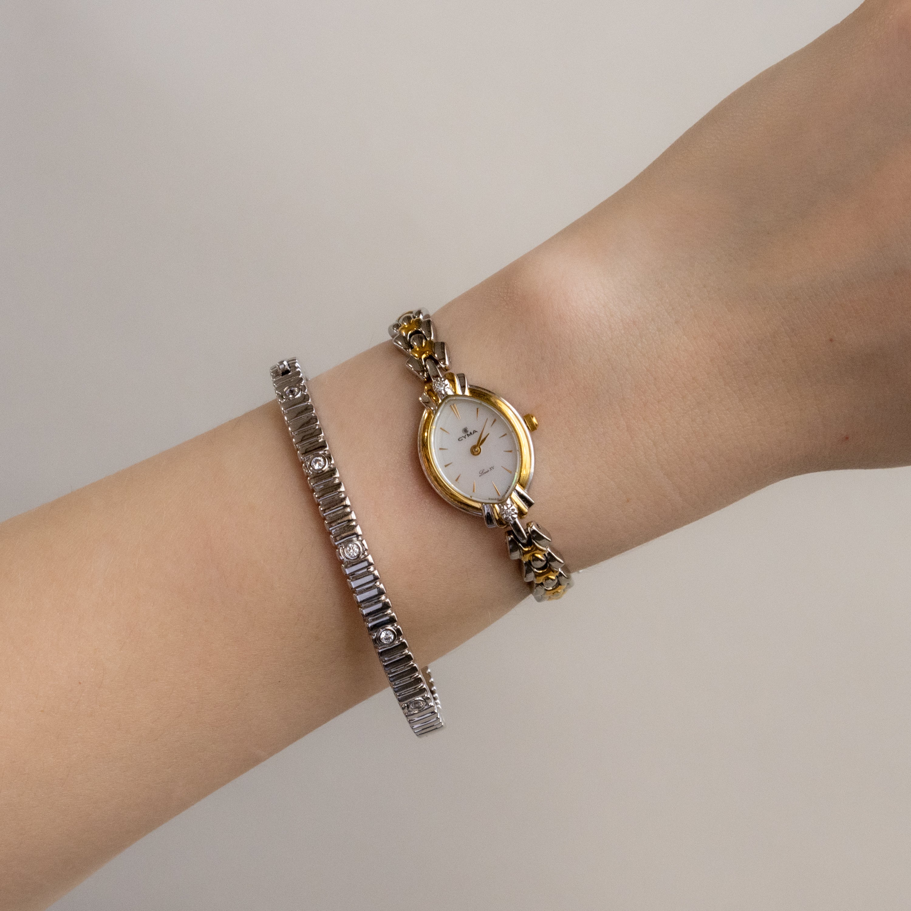 Vintage CYMA Swiss Oval Two Tone Watch