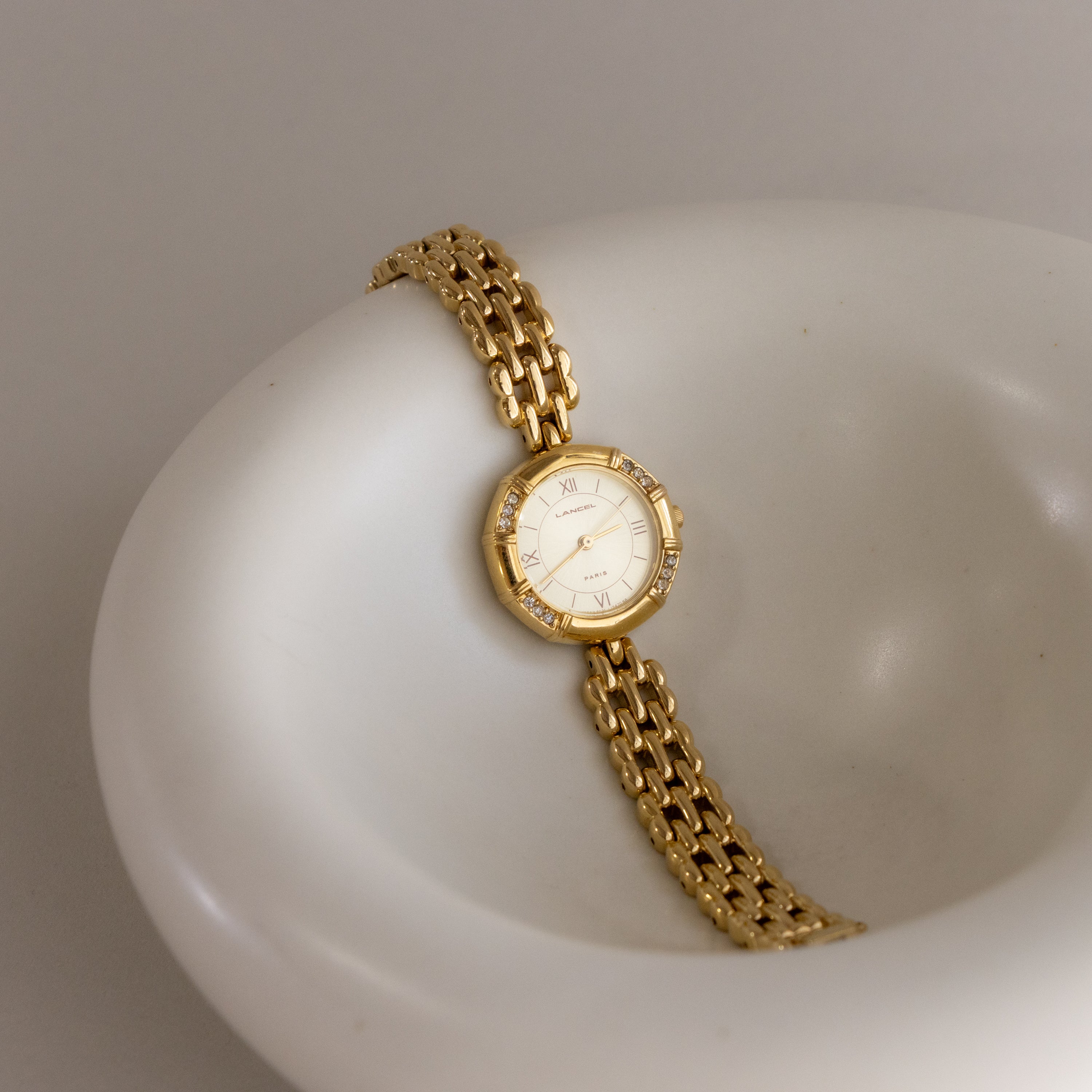 Vintage Lancel Pavé Gold Watch