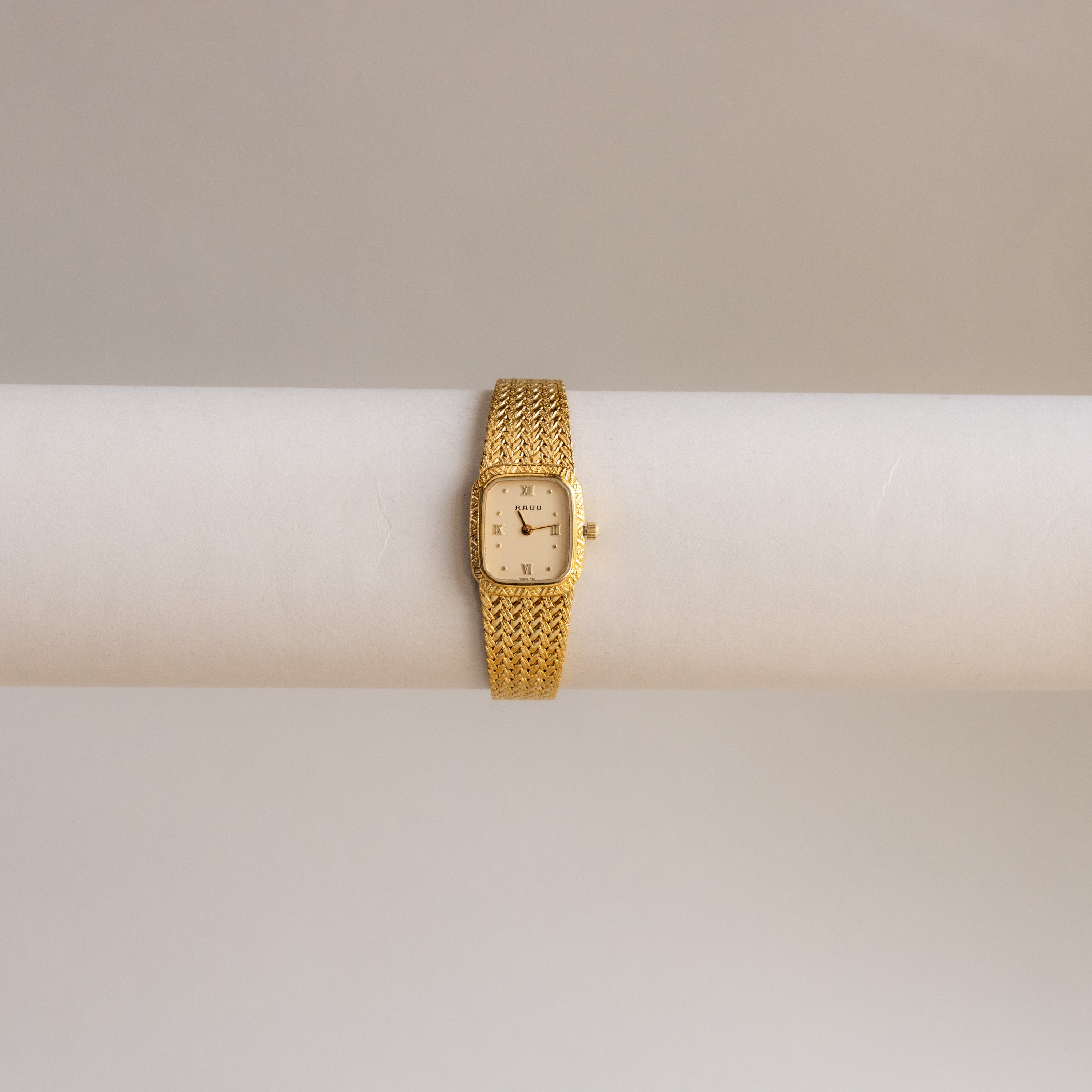 Vintage Rado Swiss Square Mesh Gold Watch