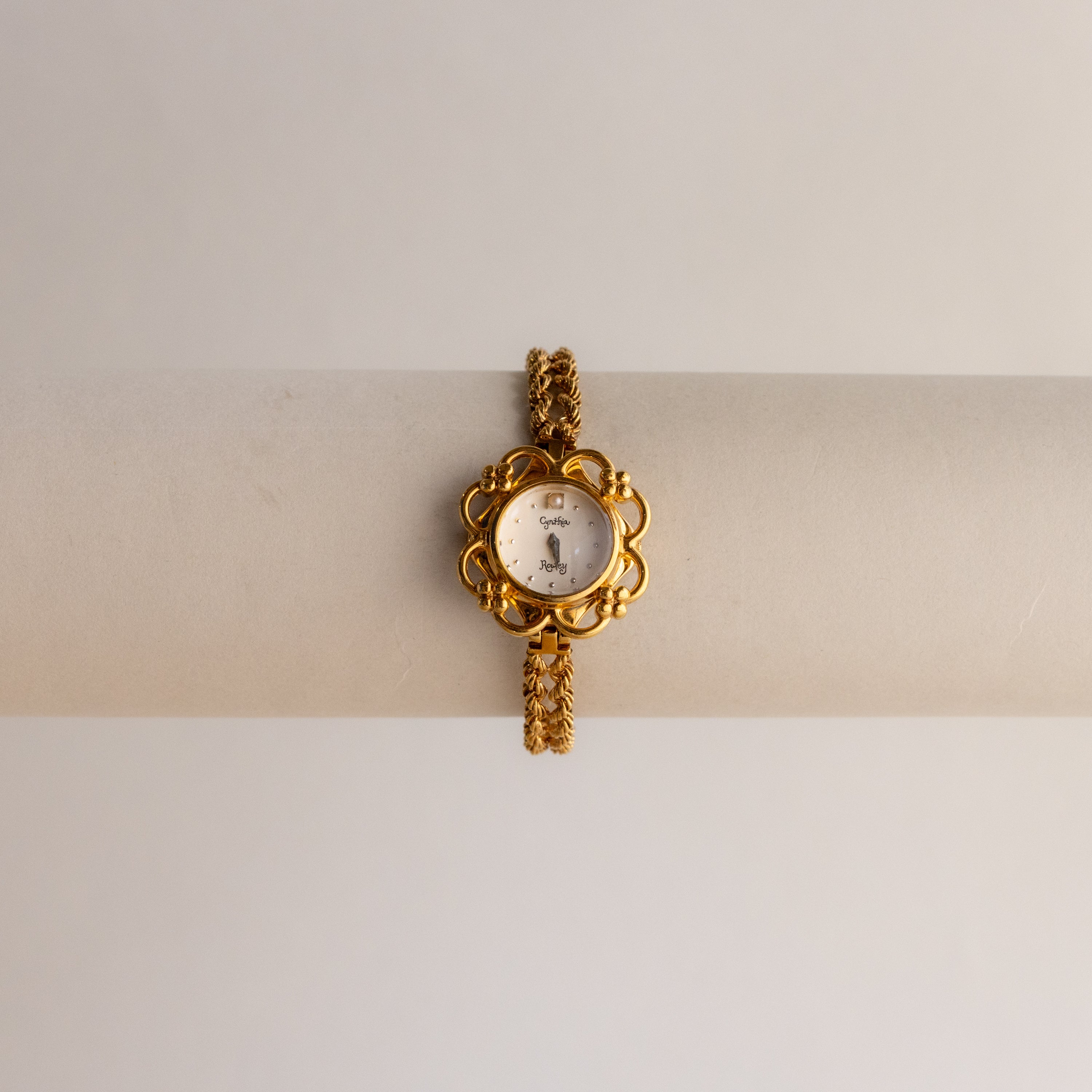 Vintage Cynthia Rowley Floral Gold Watch