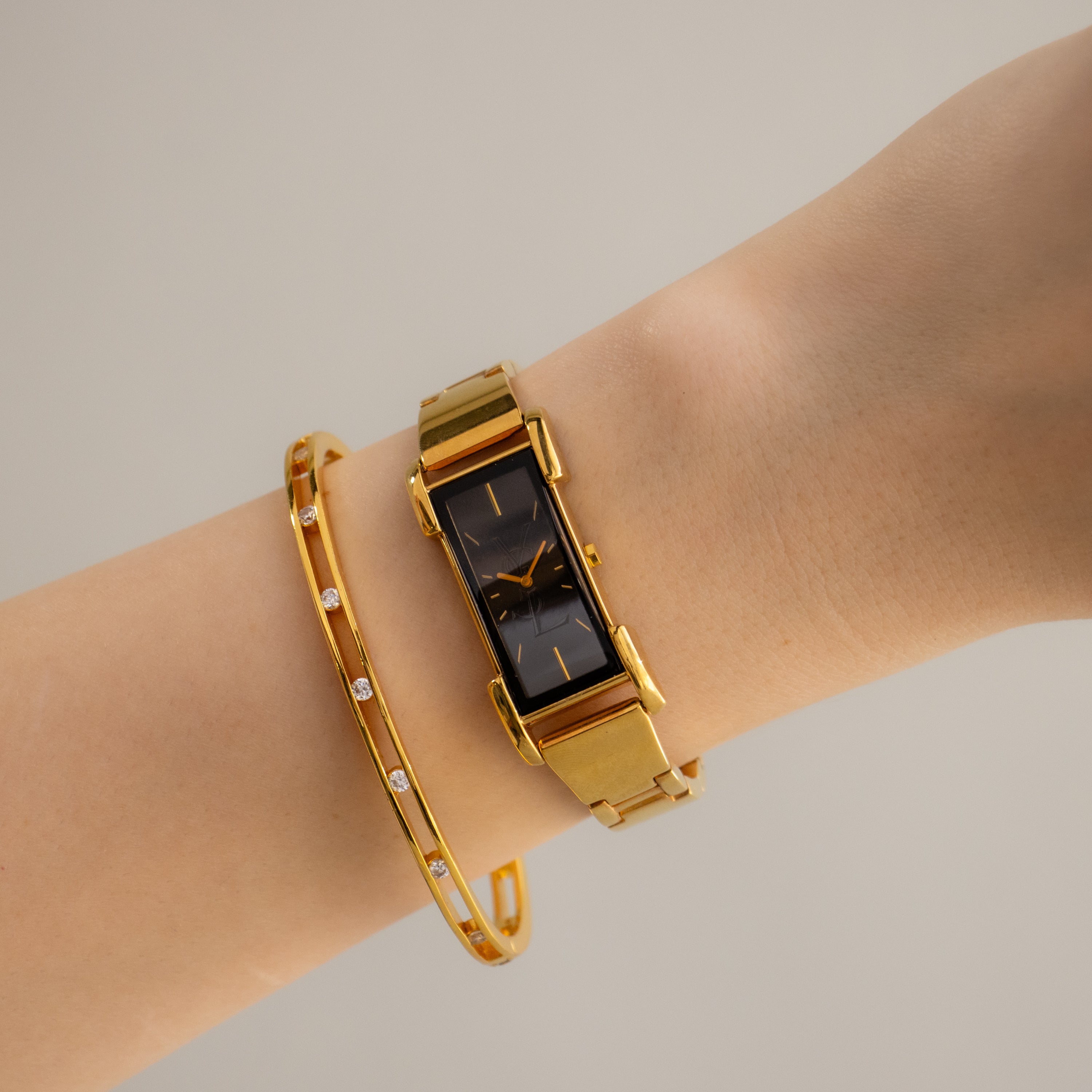 Vintage YSL Midnight Cuff Gold Watch