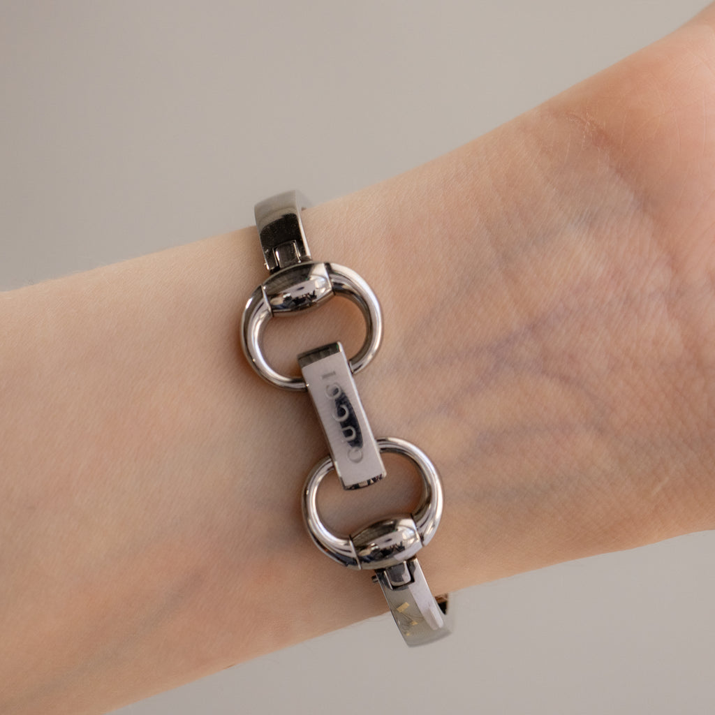 Vintage Gucci Swiss Blush Cuff Silver Watch