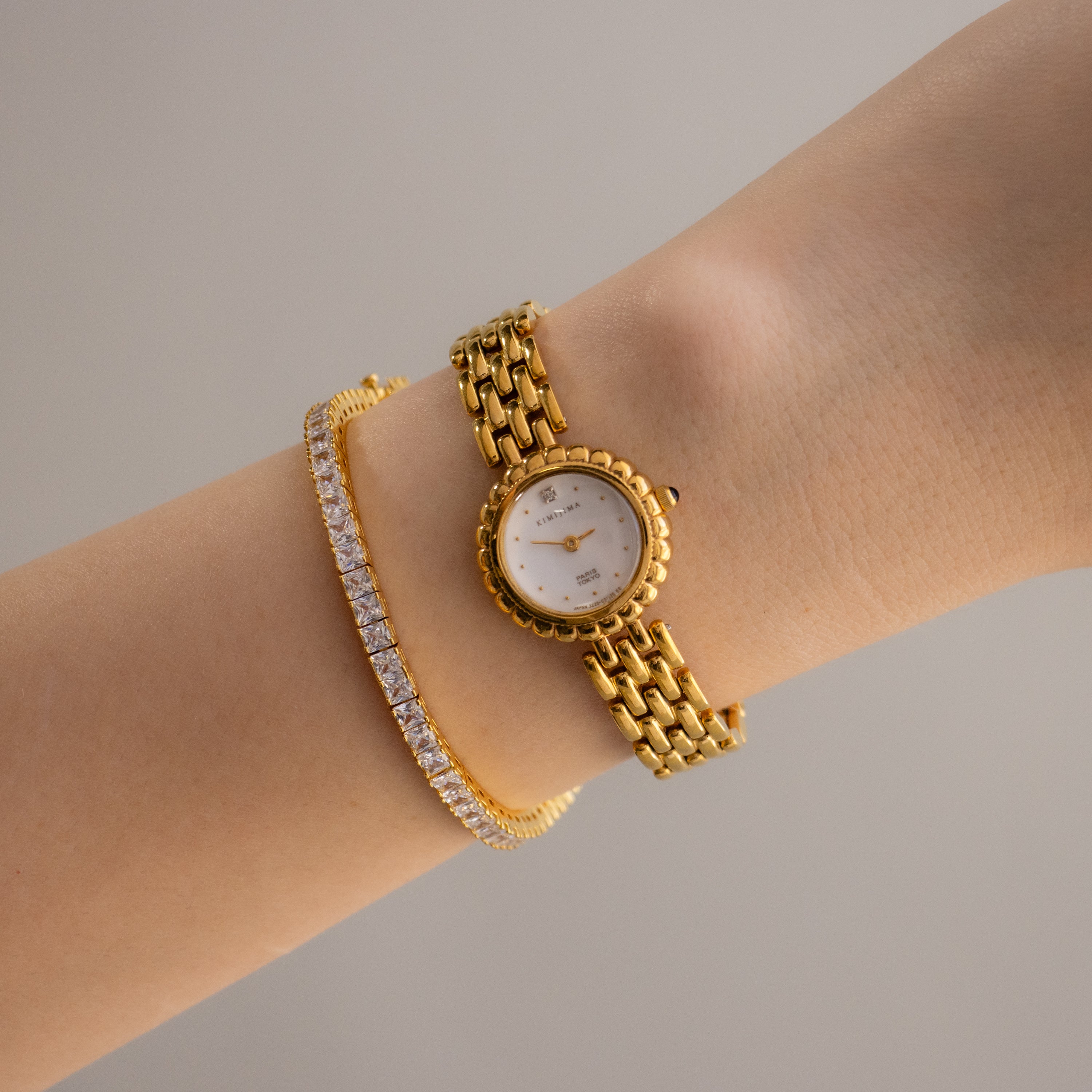 Vintage Kimijima Floral Gold Watch