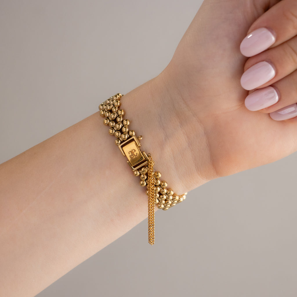 Vintage Elegance Beaded Gold Watch