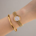 Vintage Elegance Beaded Gold Watch