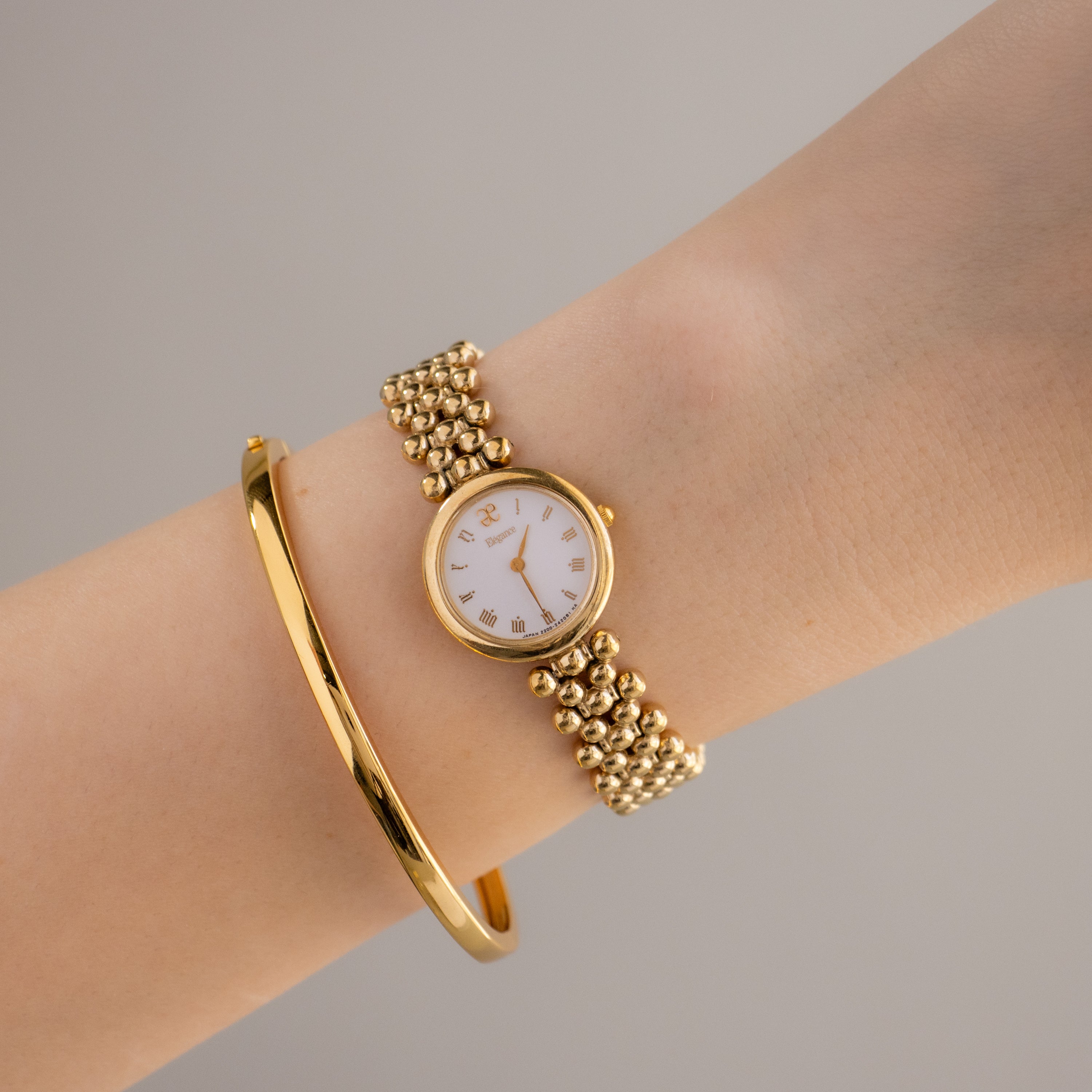 Vintage Elegance Beaded Gold Watch