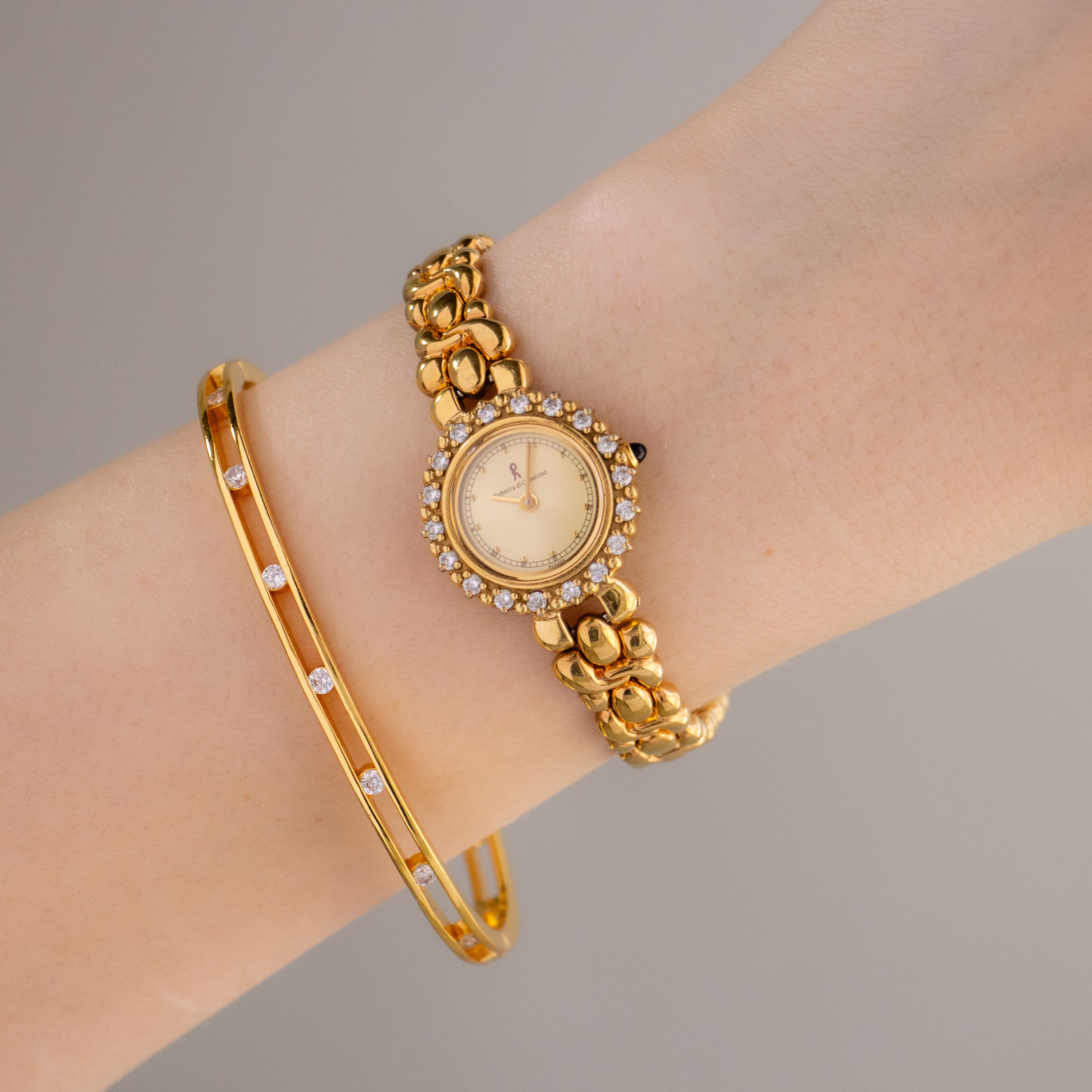 Vintage Roberta Di Camerino Pave Gold Watch
