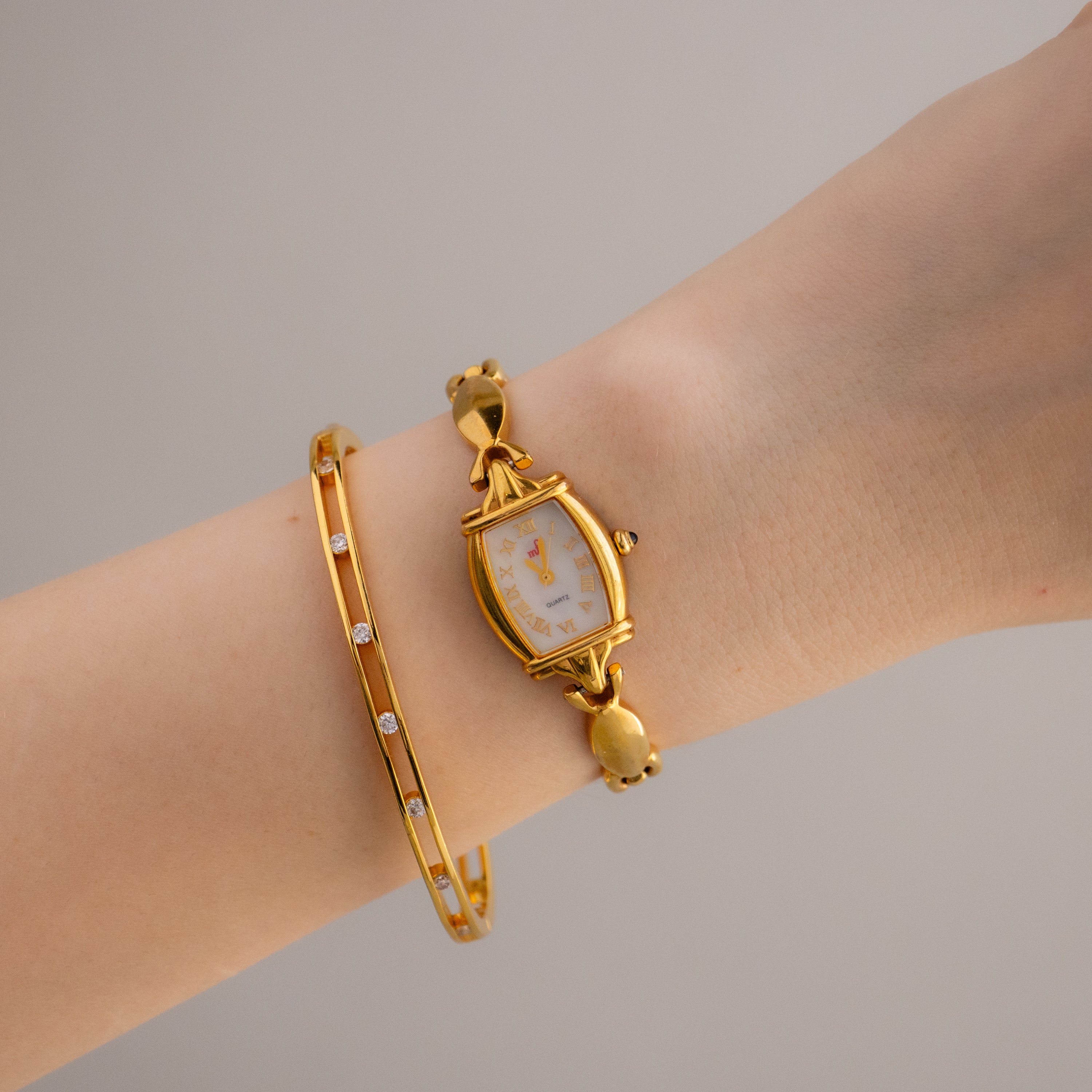 Vintage Michele Roberto Rectangular Gold Watch