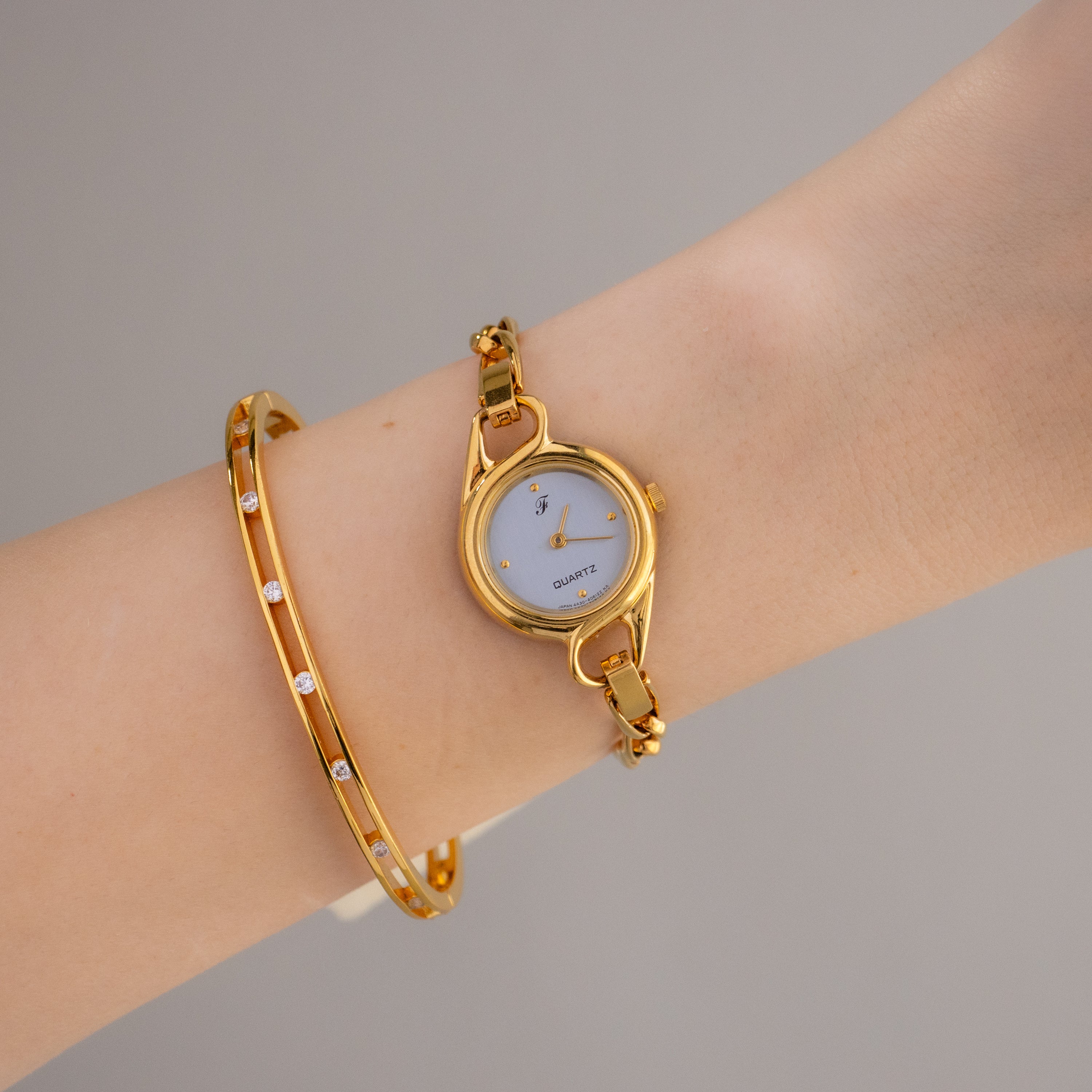 Vintage Citizen Gunmental Link Gold Watch