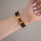 Vintage Amber Red Beaded Gold Watch
