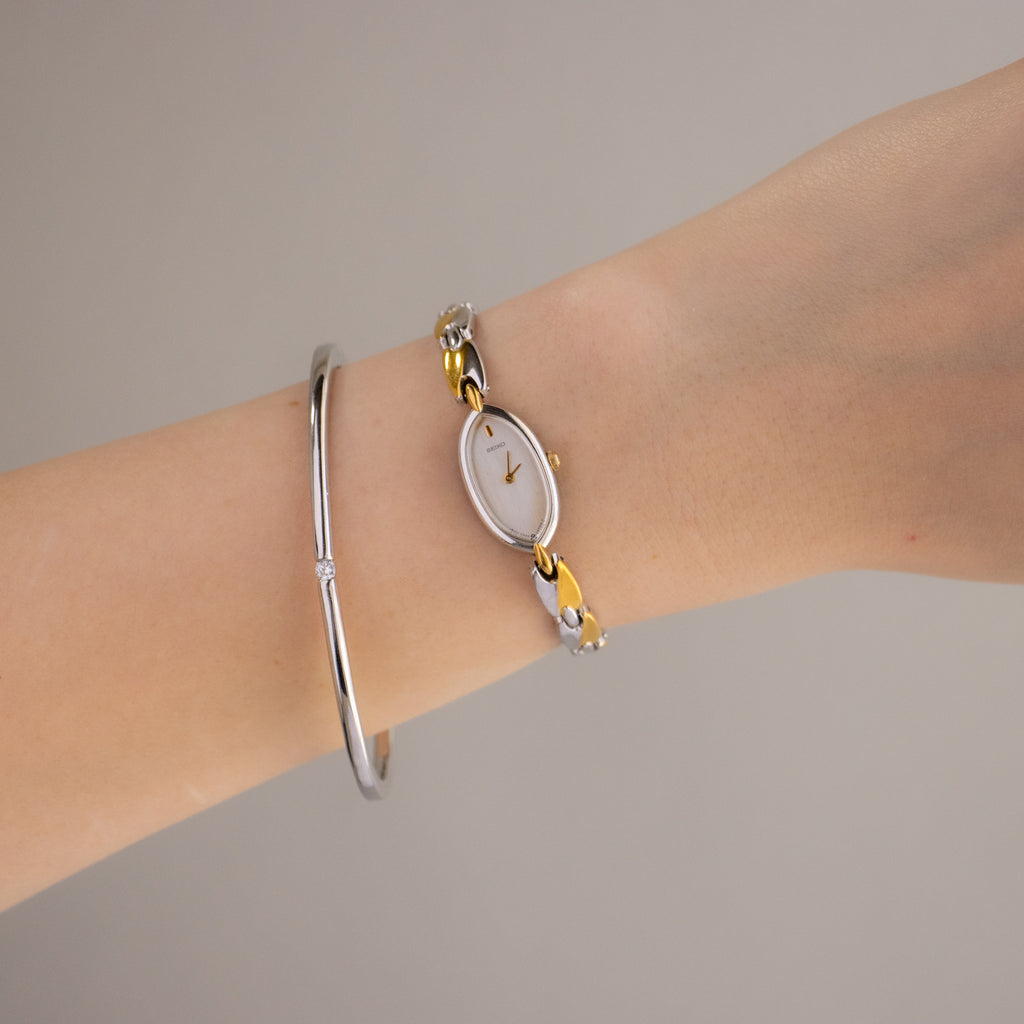 Vintage Seiko Skinny Oval Two Tone Watch