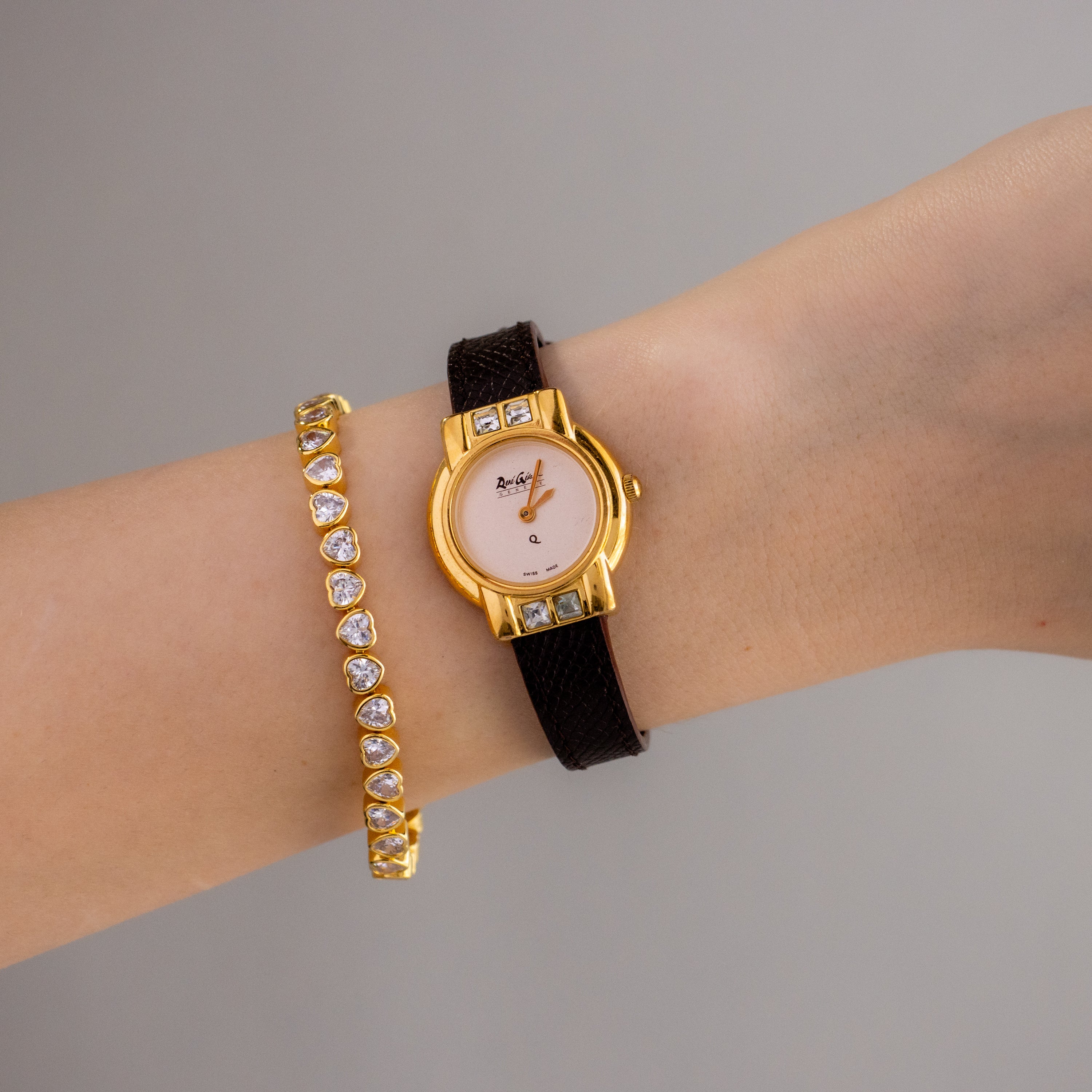 Vintage Rene Girard Swiss Diamond Gold Watch